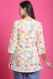 White Pure Cotton Floral Printed Tunic