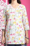 White Pure Cotton Floral Printed Tunic