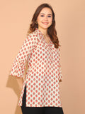 White Pure Cotton Floral Printed Tunic