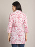 White & Dusty Pink Women Pure Cotton Floral Printed Tunic