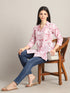 White & Dusty Pink Women Pure Cotton Floral Printed Tunic