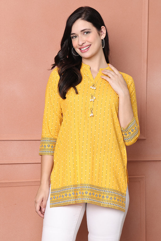 Mustard  Pure Cotton Printed Tunic