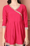 Pink Poly Silk Solid Tunic