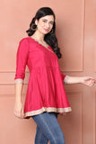 Pink Poly Silk Solid Tunic