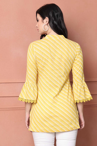 Yellow Pure Cotton Bandhani Printed Tunic