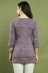 Blue & Maroon Women Pure Cotton Zig Zag Printed Tunic