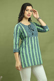 Blue & Green Women Pure Cotton Jaipuri Printed Tunic