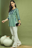 Blue & Green Women Pure Cotton Jaipuri Printed Tunic