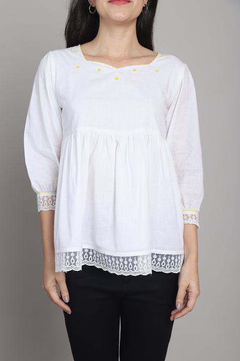 Women Pure Cotton Solid Short Top