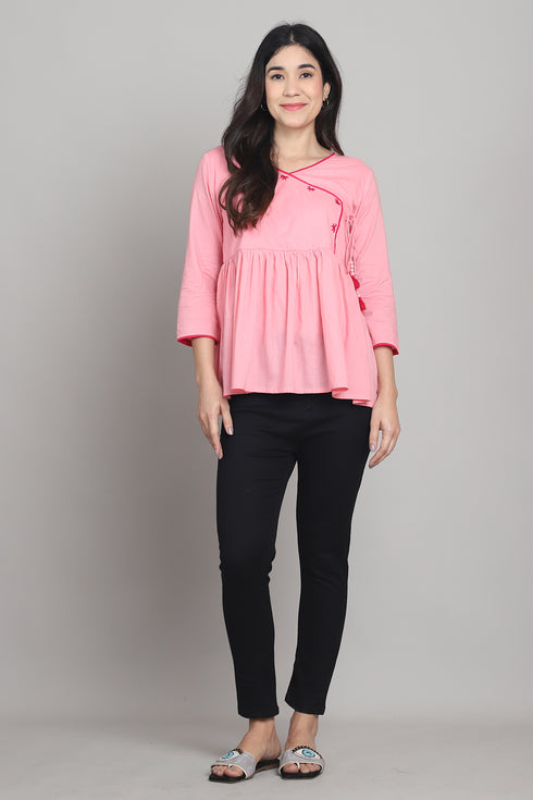 Women Pure Cotton Solid Short Top
