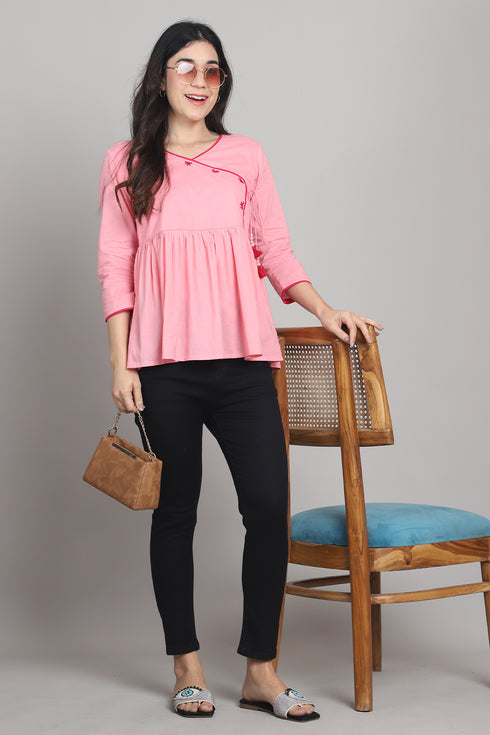 Women Pure Cotton Solid Short Top