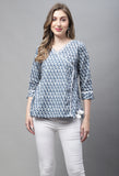 Grey Pure cotton Jaipuri Printed Short Top