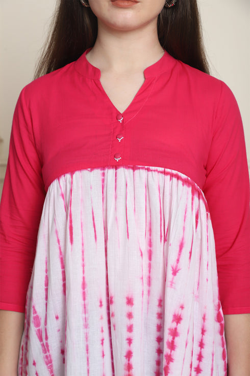 Women Pure Cotton Tie-Dye Shibori Printed Short Top
