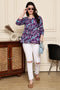 Purple Petal Bliss Cotton Jaipuri Printed Short Top