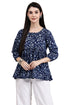 Garden Vibes Blue Cotton Jaipuri Printed Short Top