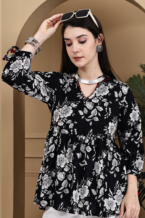 Timeless Bloom Cotton Jaipuri Printed Short Top