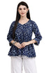 Coastal Floral Chic Cotton Jaipuri Printed Short Top