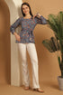 Blue Pure Cotton Floral Printed Short Top