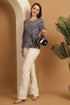 Blue Pure Cotton Floral Printed Short Top