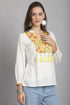 White & Yellow Pure Cotton Floral Printed Short Top