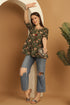 Green Pure Cotton Floral Printed Short Top