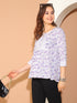 Lavender  Pure Cotton Foil Printed Short Top