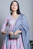 Pure Cotton Jaipuri Printed And Embroidered Kurta Set With Dupatta