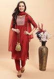 Pure Chanderi Silk With Inner  Embroidered Kurta Set With Dupatta