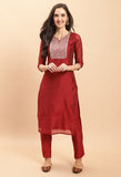 Pure Chanderi Silk With Inner  Embroidered Kurta Set With Dupatta