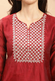 Pure Chanderi Silk With Inner  Embroidered Kurta Set With Dupatta
