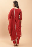 Pure Chanderi Silk With Inner  Embroidered Kurta Set With Dupatta