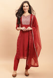 Pure Chanderi Silk With Inner  Embroidered Kurta Set With Dupatta
