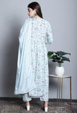 Pure Cotton Jaipuri Printed And Embroidered Kurta Set With Dupatta
