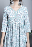 Pure Cotton Jaipuri Printed And Embroidered Kurta Set With Dupatta