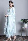 Pure Cotton Jaipuri Printed And Embroidered Kurta Set With Dupatta