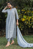 Pure Cotton Jaipuri Printed And Embroidered Kurta Set With Dupatta