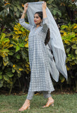 Pure Cotton Jaipuri Printed And Embroidered Kurta Set With Dupatta