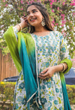 Pure Cotton Jaipuri Printed & Embroidered Kurta Set With Dupatta