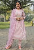 Pink Silk Embroidered Kurta Set With Dupatta
