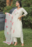 Cream Silk Embroidered Kurta Set With Dupatta