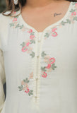 Cream Silk Embroidered Kurta Set With Dupatta
