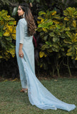 Sky Blue Poly Silk Embroidered Kurta Set With Dupatta