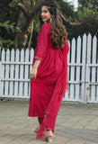 Pink Poly Silk Embroidered Kurta Set With Dupatta