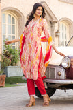 Multicolor Viscose Rayon Embroidered Straight Kurta & Pant With Dupatta