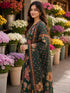 Green Cotton Floral Printed Kurta & Pant With Dupatta