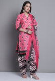 Light Pink Polyester Cotton Printed Salwar Suit with Dupatta