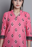 Light Pink Polyester Cotton Printed Salwar Suit with Dupatta