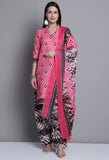 Light Pink Polyester Cotton Printed Salwar Suit with Dupatta