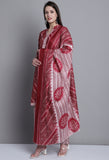 Maroon Polyester Cotton Printed Salwar Suit with Dupatta