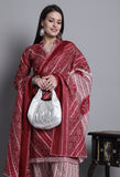 Maroon Polyester Cotton Printed Salwar Suit with Dupatta